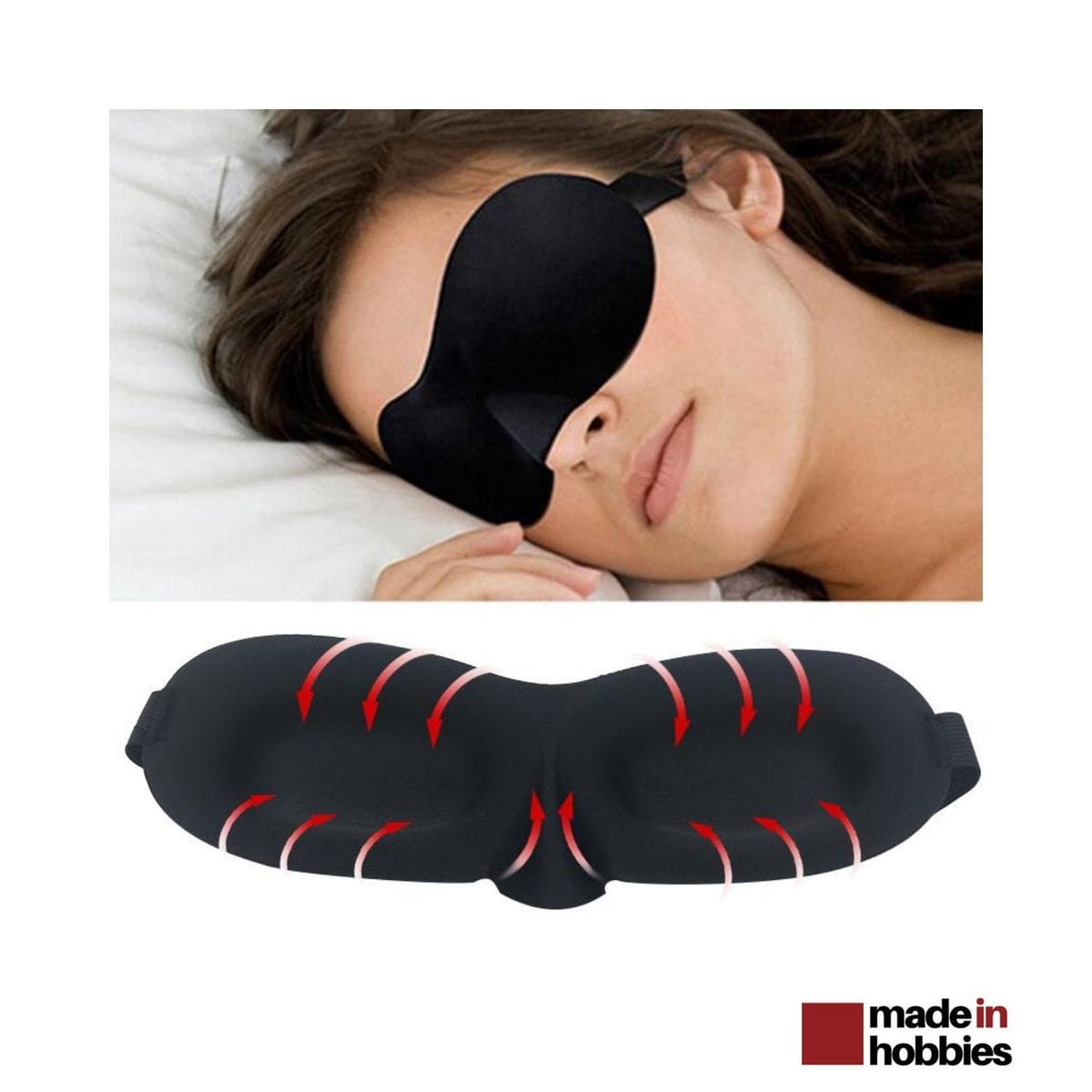 Masque Nuit Sommeil Cache Yeux Anti Lumière Anti Fatigue Repos Bien Dormir  Noir