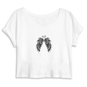 t-shirt court coton bio blanc motif ange reste fit