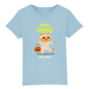 T-shirt Halloween Enfant - Momie Miaou Chat Vampire en coton 100% bio