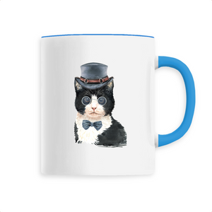 mug chat noir vintage - bleu