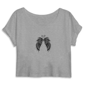 t-shirt court coton bio gris motif ange reste fit