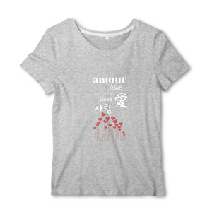 T-shirt en coton bio - amour en plusieurs langues - gris