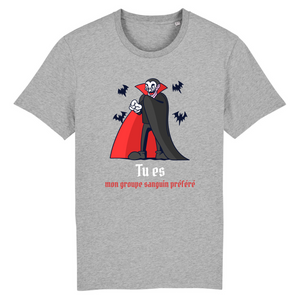 T-shirt Halloween Unisexe - Mon groupe sanguin préféré en coton 100% bio
