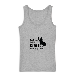 tee-shirt sans manche femme chat esclave de mon chat