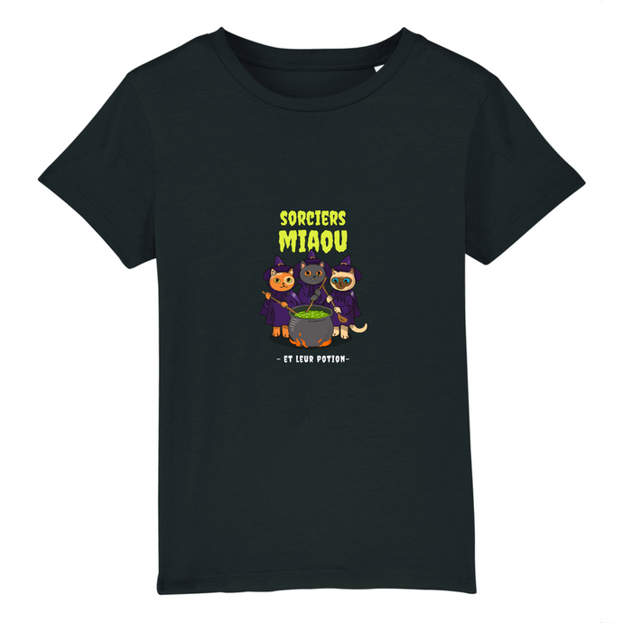 T-shirt Halloween Enfant - Sorciers Miaou en coton 100% bio