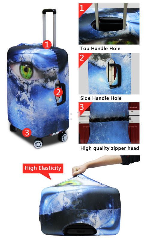 Juste de valise chat 3D pour bagages, housses de protection élastiques,  housse anti-poussière pour coffre